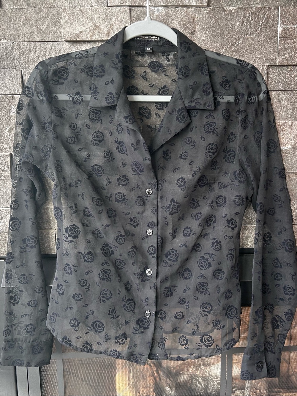 Vintage Guess Burnout/Flocked Velvet Rose Top